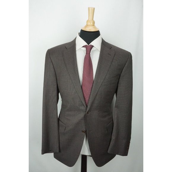 Canali 1934 Silver Label CURRENT Brown Microplaid Wool 2Pc Suit Jacket Pant 42R - Picture 3 of 11